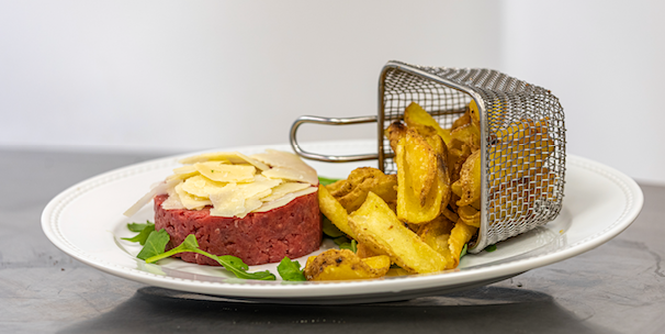 Italian Beef Tartar and fries